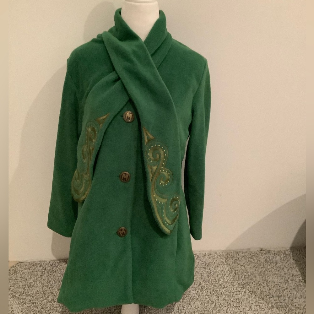 Vintage Bob Mackie XS Green Jacket with attached scarf